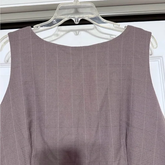 Ann Taylor Taupe Plaid Peplum Dress - Size 12 - Picture 5 of 11